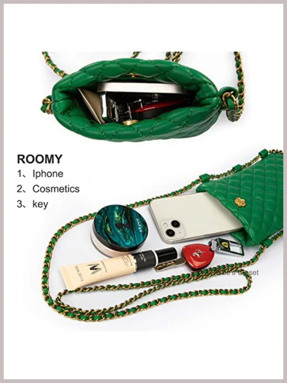 Quilted Crossbody Phone Purse with Strap, Small Wallet Bag for Women